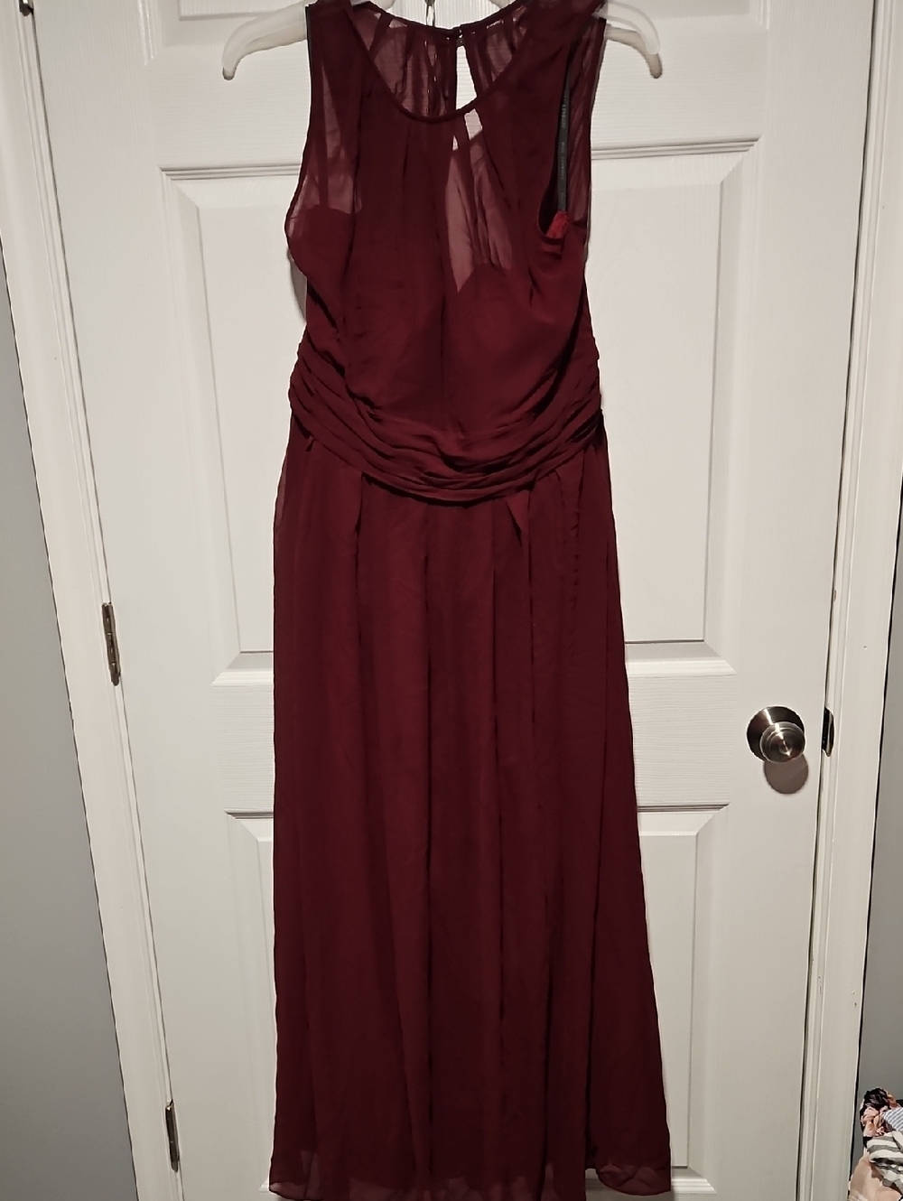 Bill Levkoff Burgundy Sleeveless Chiffon Maxi Dress